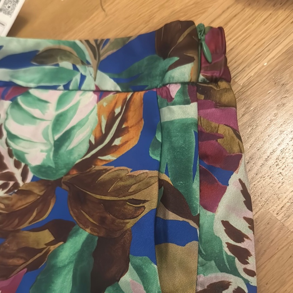 Zara Tropical Print Straight Leg Pants